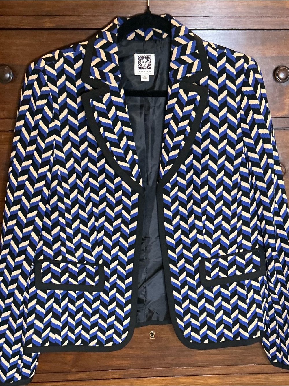 Anne Klein Blue, Black & Cream Patterned Men's Jacket